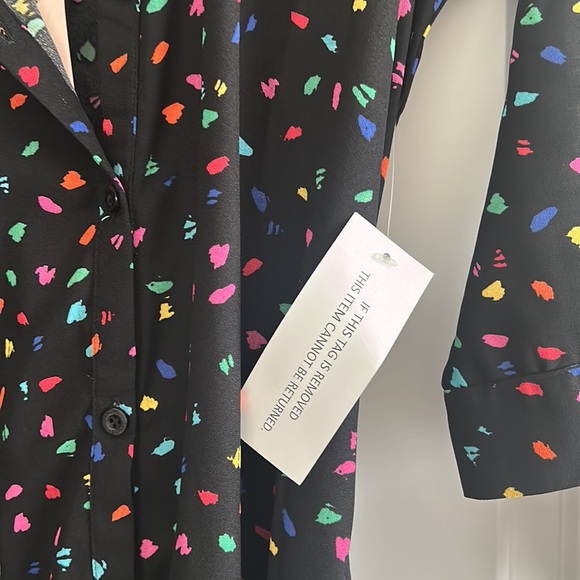 Dancing Leopard Dove Maxi Shirt Dress Abstract Confetti Print - Picture 6 of 7